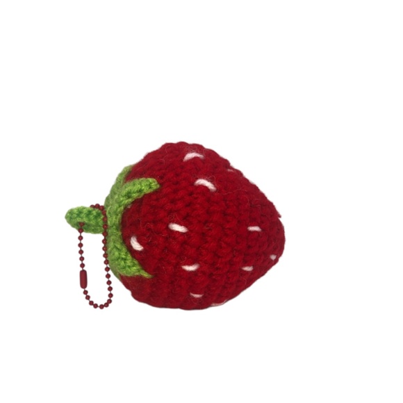 Handmade Crochet Strawberry Keychain 🍓 Cute Bag Charm - Picture 11 of 15